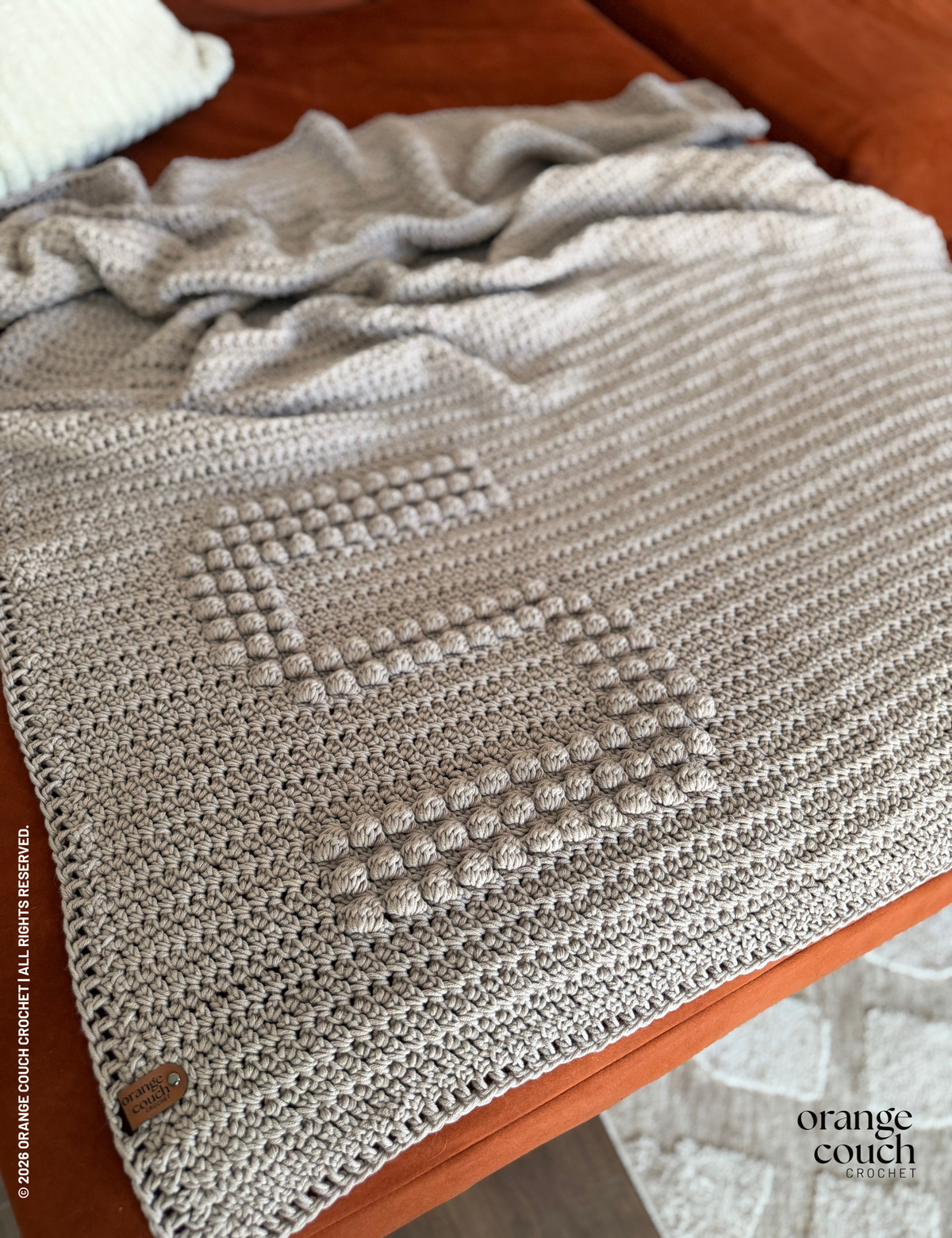 Single Letter Bobble Monogram Blanket Crochet Pattern