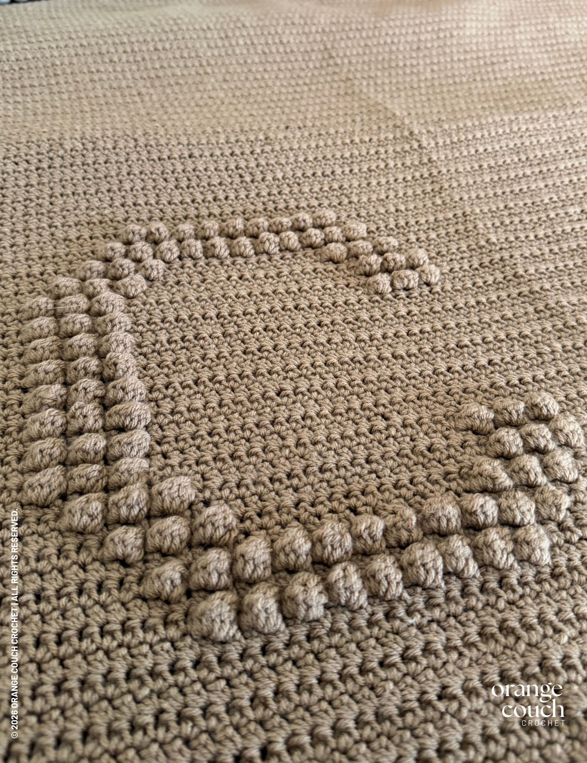 Single Letter Bobble Monogram Blanket Crochet Pattern