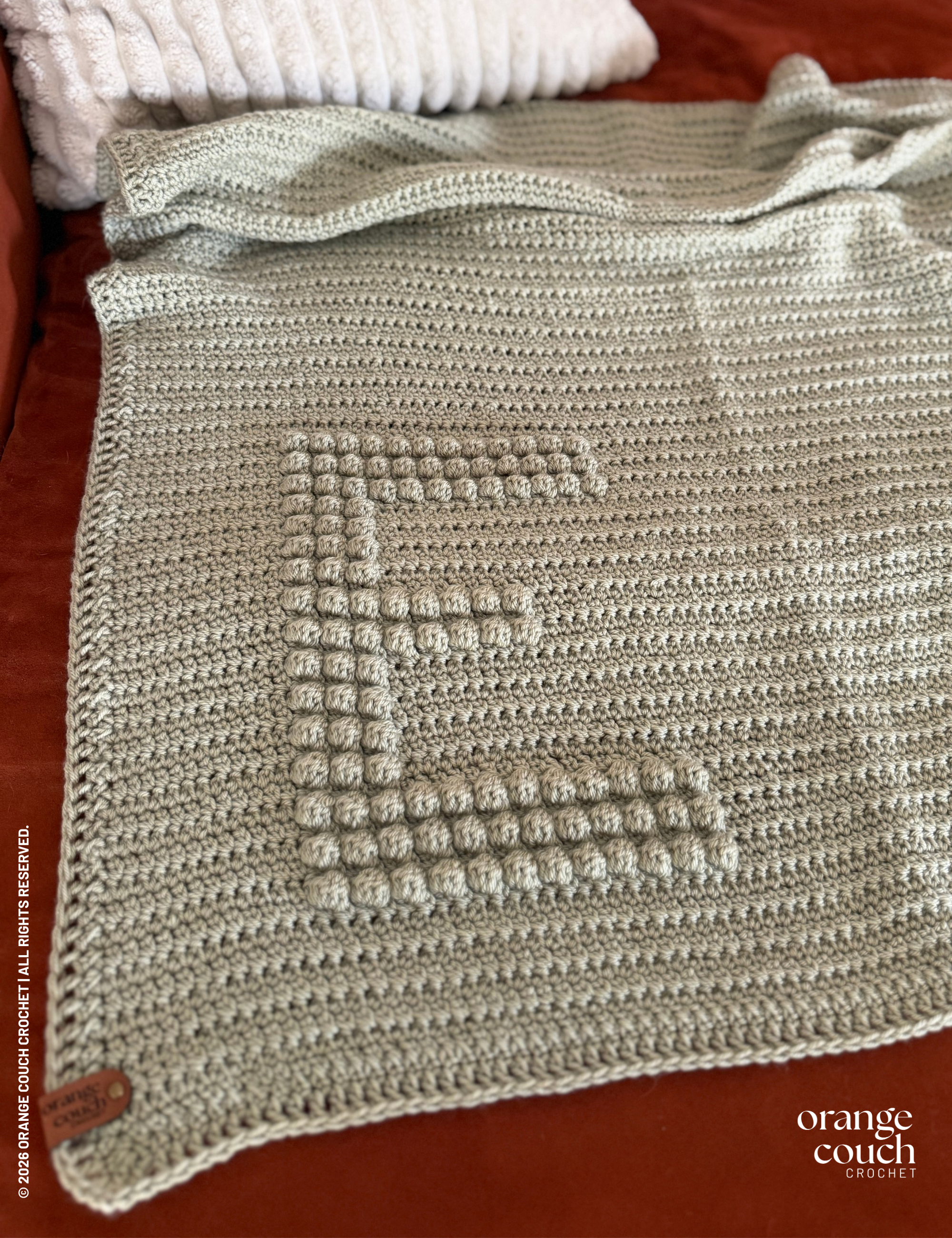 Single Letter Bobble Monogram Blanket Crochet Pattern