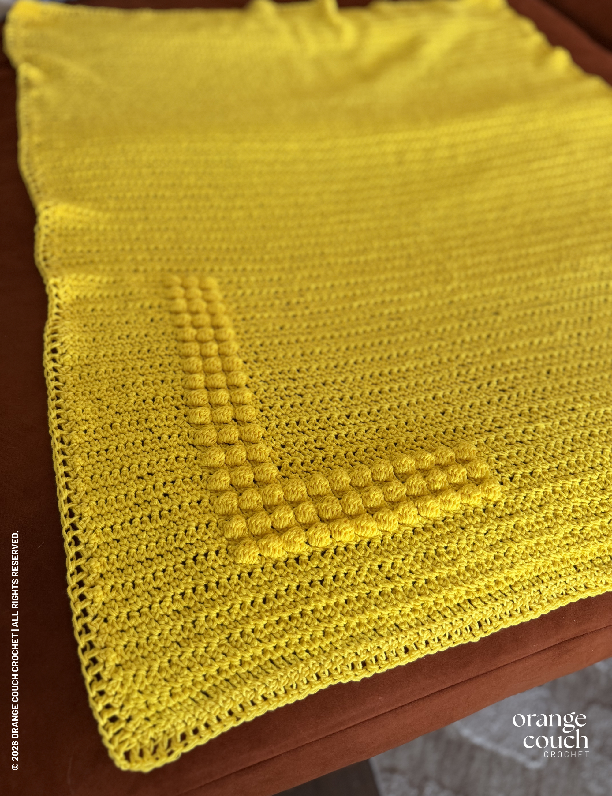 Single Letter Bobble Monogram Blanket Crochet Pattern