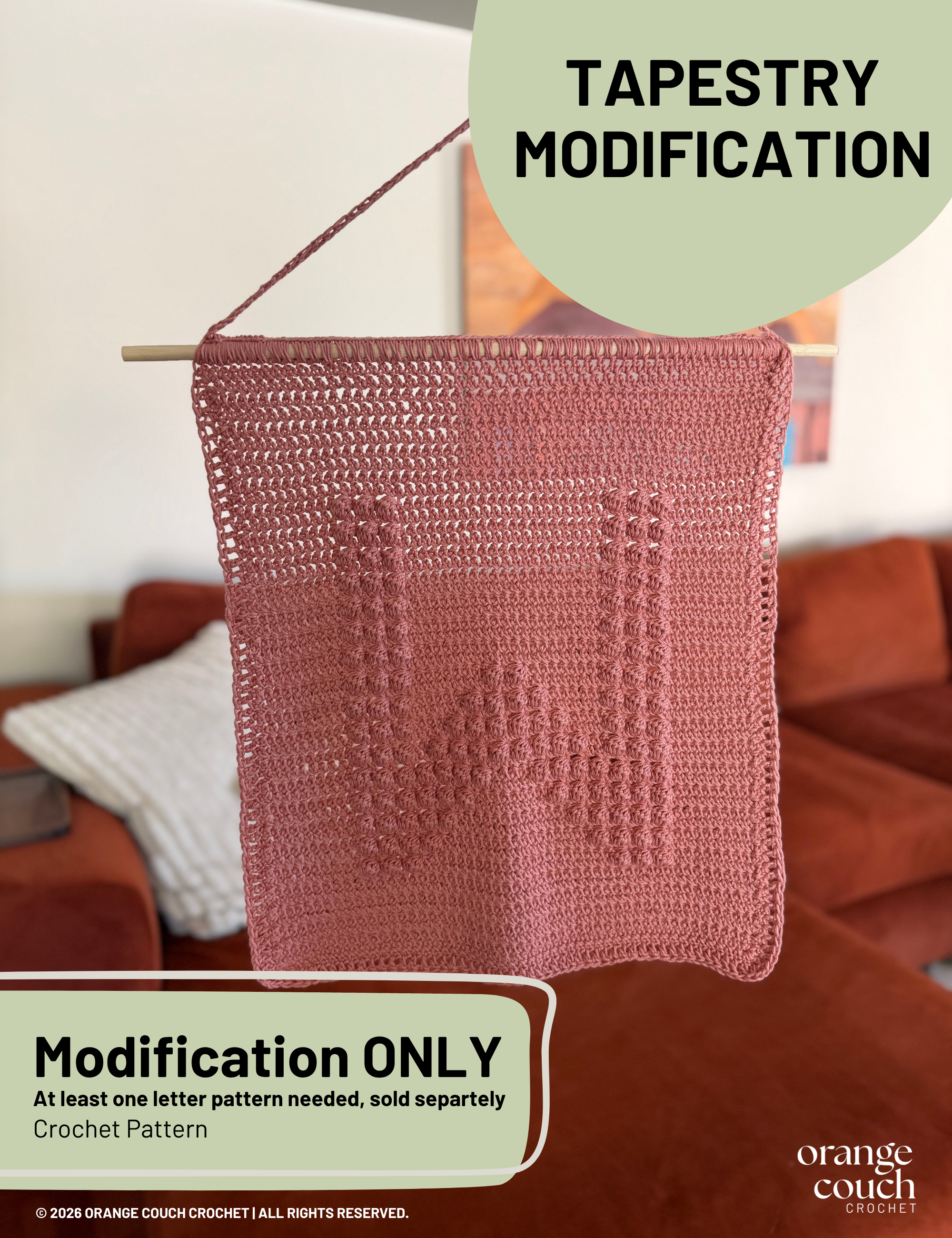 Tapestry Modification Pattern | Add-On for Monogram Blanket Patterns